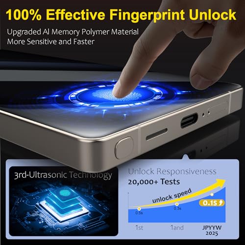 3 Pack for Samsung Galaxy s25 ultra screen protector,9H Tempered Glass Film HD with easy-to-install frame Finger Print Reader Compatible