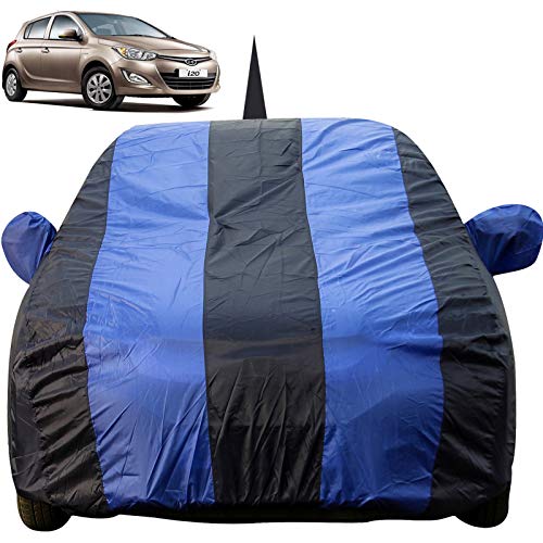 Image of Autofact Car Body Cover with Mirror & Antenna Pockets Compatible for Hyundai I20 Old Model (2008 to 2014) (Triple Stitched, Bottom Fully Elastic, Royal Blue Color)