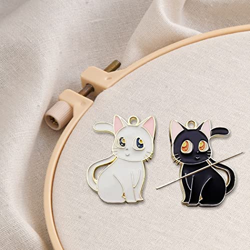 GUPENG Lovely Cat Needle Minder Magnetic for Cross Stitch, Black and White Cat Needle Holder for Embroidery Needlework（2 PCS） csljmy20220723-0001