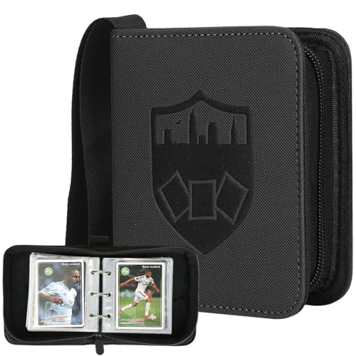 GERMUN Mini Card Binder 1 Pocket, 80 Pockets Trading Card Binder, Premium Small 2 Pocket Trading Card Collection Album Folder with 40 Sleeves Double Sided - Gifts for Kids (Black)
