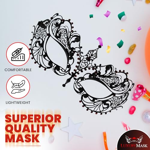 Image of Masquerade Mask for Women with Rhinestones - Elegant Metal Half Face Mask for Masquerade Parties, Mardi Gras, & Themed Events