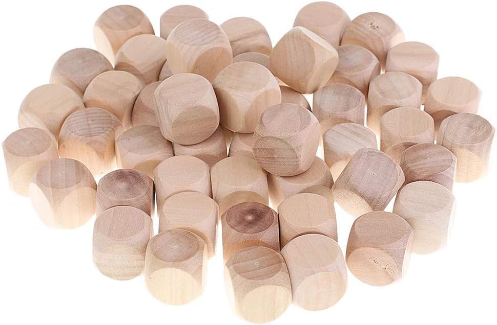 10 Pcs Wooden Dice, 6 Sided Blank Round Corner Cube DIY Graffiti Crafts Toy Dice Standard Game Board Game Party Supplies (1.8cm) - Image 4