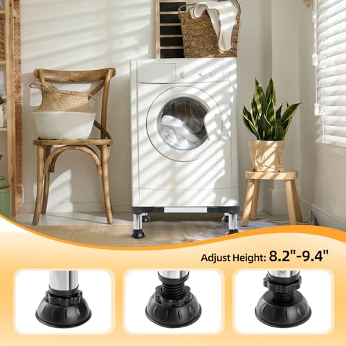 Upgrade-Mini-Fridge-Stand-Height-82-94-Adjustable-Washer-and-Dryer-Pedestal-Universal-Stand-Base-with-4-Strong-Heavy-Duty-Feet-for-Washing-Machine-Laundry-and-Refrigerator-Black
