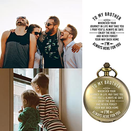 Image of TREEWETO Mens Engraved Pocket Watch Gifts for Brother, Unique Birthday Gift Ideas for Man, Graduation Gifts for Him, Present for Men