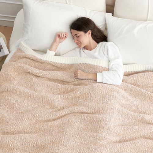 Image of Snuggle Sac Queen Size Bedding Blankets, Super Soft Warm Oversized Bed Blankets Cozy Knit Fuzzy Blankets for Bed, Heather Beige, 90x90 inches