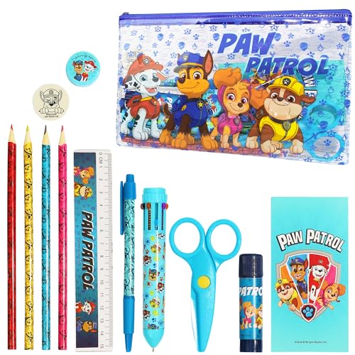 Paw Patrol Trousse Scolaire Garcon Fille, Trousses pour Enfants avec Fournitures Scolaires Crayon de Couleurs Stylo, Kit Papeterie, Cadeau Enfant