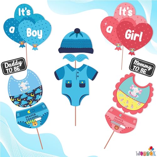 Image of WOBBOX Baby Shower Combo of Photo Booth Party Props and Sash - Combo EP