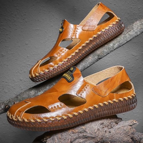 Men's Handmade Fashion Sport Sandals, Closed Toe Casual Summer Fisherman's Shoes, Slip on Soft Beach Shoes2