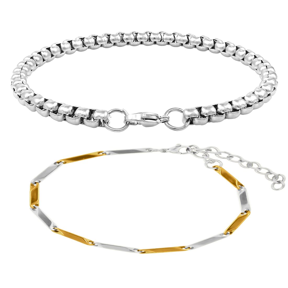 See full amazon price history chart for Nakabh Combo of Chain Stainless Steel Wrist Bracelet for Men Boys Unisex (NAK-2220242)(Silver + Gold Silver) Nakabh Combo of Chain Stainless Steel Wrist Bracelet for Men Boys Unisex (NAK-2220242)(Silver + Gold Silver) (B0C9YBXMFT) Amazon Price History, Amazon Price Tracker