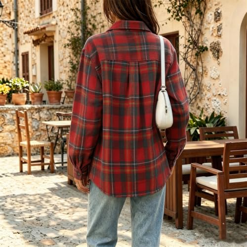 Button Down Tops for Women Gingham Casual Long Sleeve Henley Shirts - image 2