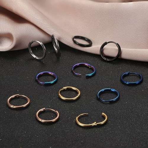 WBDWWTD Kleine Creolen für Damen und Herren, chirurgischer Stahl, Knorpel-Huggie-Ohrringe, eng anliegende Ohrläppchen, Nasenring, Lippenring, Daith-Helix-Piercing-Schmuck, kleine Creolen mit