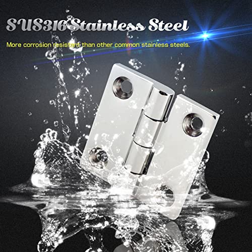 9Tong Heavy Duty Boat Hinge Strap Mirror Polished Marine Hinges Mount Hardware Hatch Stainless Hinge Door Corrosion Resistance SUS316 1.97 inch x 1.97 inch 2pcs - Image 3