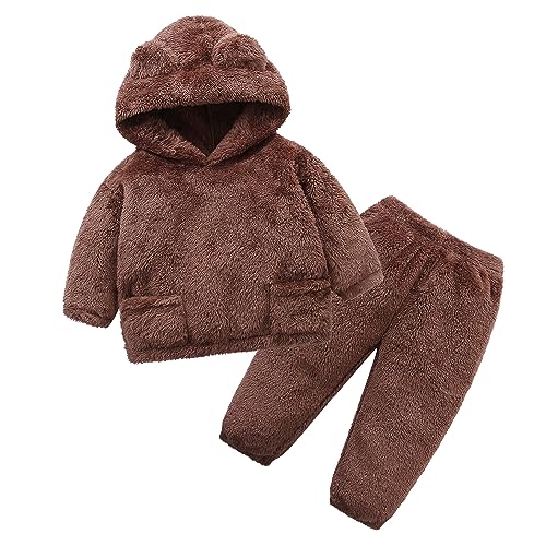 Fluffy Snug Pants Sets Outfit 1-5T Toddler Cute Fall Winter Pullover Clothes