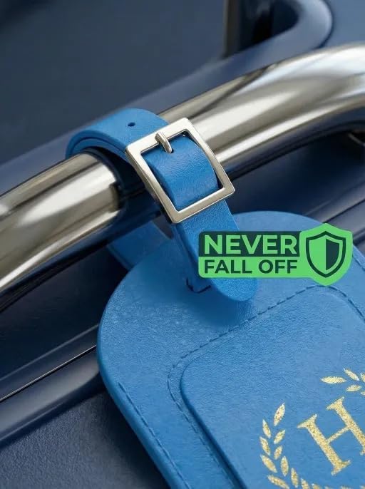 Luggage Tags for Suitcases 6 Pack PU Leather Travel Bag Tags with Privacy Cover & Stainless Steel Buckle, Vegan Leather Name ID Labels for Travel Bags, Cruise, Airline, Backpack, Baggage Identifier(H) - Image 3