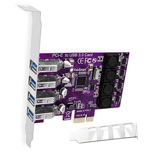 FebSmart PCI Express(PCIe) 4 Ports USB 3.0 Expansion Card for Windows XP,7,Vista,8,8.1,10 Desktop Computer-Superspeed 5Gbps Banwidth-Build in Self-Powered Technology(FS-U4L-Pro Purple)