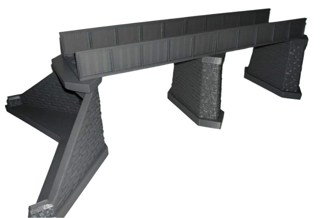 OO Gauge Single Track Bridge Girder and Support Piers for Model Railway 2 Girders 1 End 2 Mid Piers