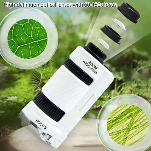 Microscope portable enfant grossissement 60x 180x optique haute clarté