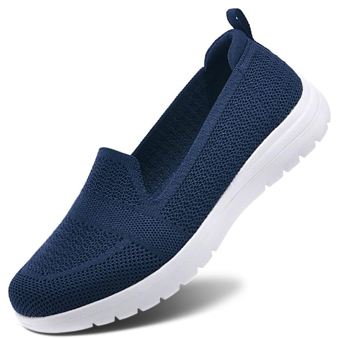Image of Buyrew Loafers for Women - Comfortable Mesh Knit Slip On Walking Shoes with Arch Support - Dressy Business Casual Work Flats for Standing All Day - Lightweight Breathable Penny Loafers