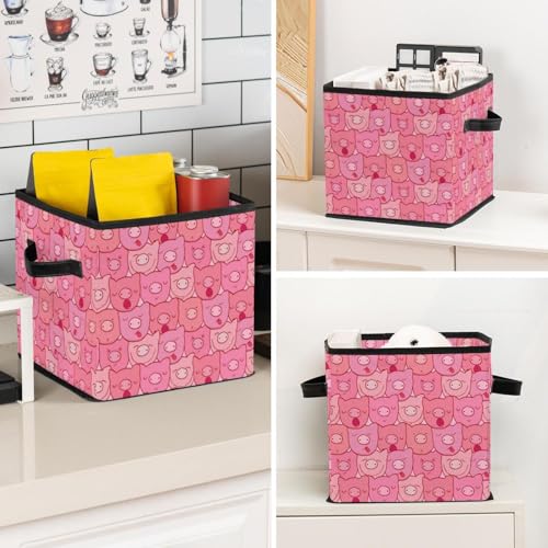 Boîte de rangement en tissu pliable avec poignées pour maison - 8
