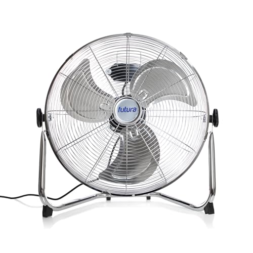 Futura 14” Chrome High Velocity Floor Fan, Heavy Duty Metal Fan, Industrial Cooling Fan with 3...