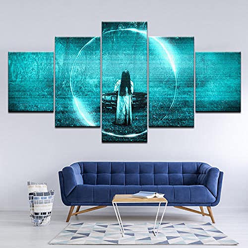 Cuadro En Lienzo Pinturas 5 Partes Impresión Impresiones En Lienzo De Arte Película De Suspenso De Terror 3D HD Mural para La Moderno Decoración del Hogar Listo para Colgar(Enmarcado)