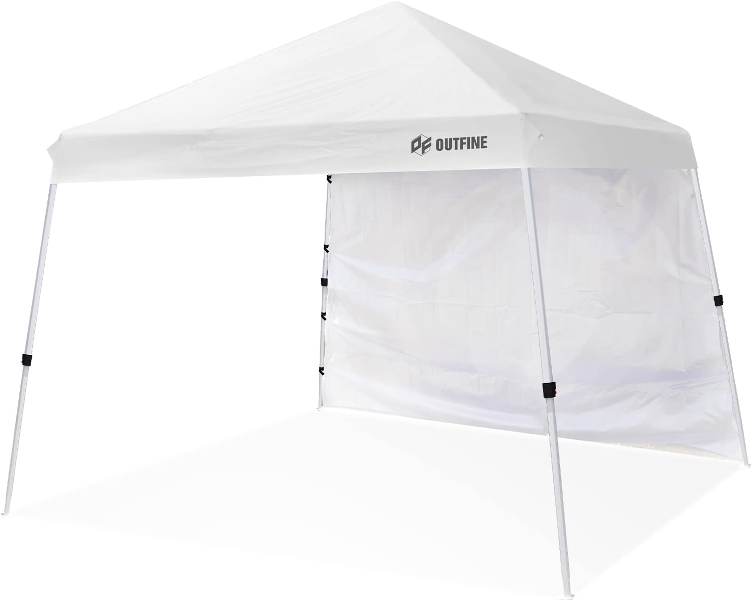 OUTFINE Canopy 10'X10' Slant Leg Pop Up Canopy, Outdoor Patio Portable Tent with Sidewall x1, Stakes x8, Ropes x4, 10x10 Base 8x8 Top