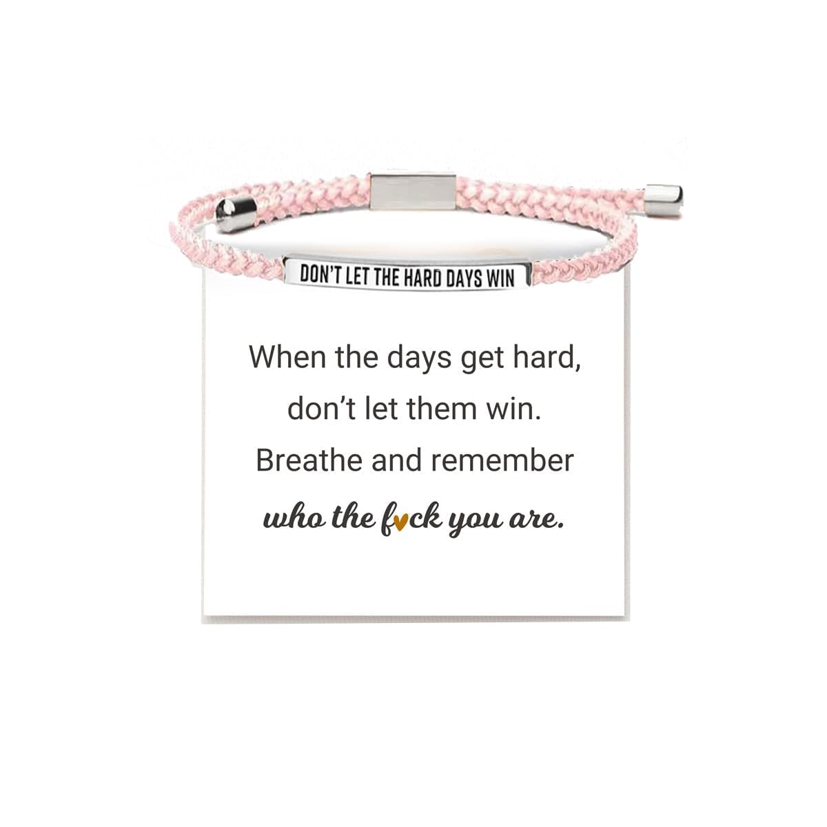 Dont Let The Hard Days Win Bracelet, Handmade Braided Adjustable Fashion Inspirational Stainless Steel God Is In Control Tube Bracelets for Women Girls Christmas/Birthday Gifts Jewelry