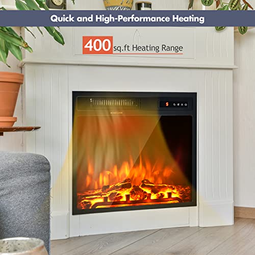 Image of Giantex 18 inch Electric Fireplace Insert Heater, Wall Recessed /Mounted Fire Places Electric Fireplace with Remote, 2 Modes Heat, 9H Timer, 5 Brightness, 750 /1500W Freestanding Fireplace