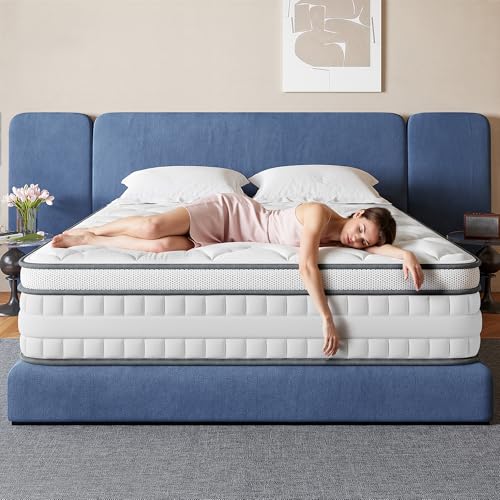 Homkdom Full Size Hybrid Mattress, 12 Inch Double Mattress for Apartments & Solo Sleepers, Medium Firm Mattress with Pocket Springs & Memory Foam