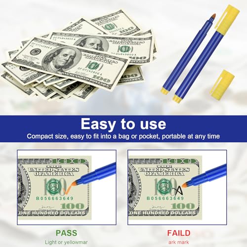 DIYCUT 10 Stück Geldscheinprüfer Stift, Geldprüfer Stift, Falschgeld Prüfer, Flexibel und Tragba, für Echtheitsprüfung von Banknoten (Blauer Stiftkörper)