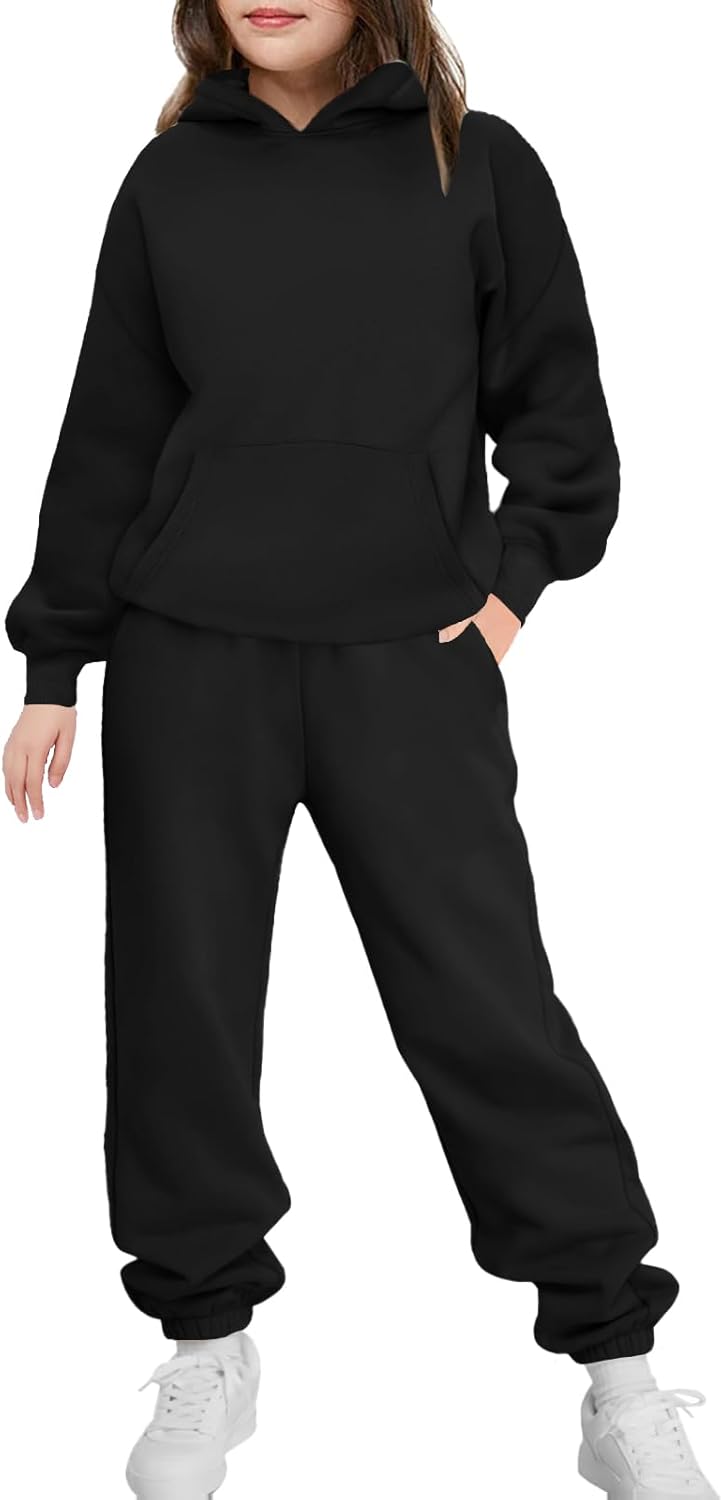 Arshinet Girls 2 Piece Outfits Hoodie Sweatsuit Sets Oversized Sweatshirt and Baggy Fall Fashion Sweatpant with Pockets