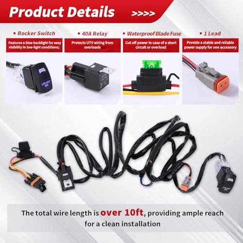 Image of Light Bar Wiring Harness Kit 14AWG for Polaris Ranger RZR General