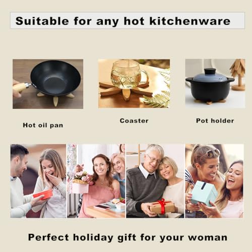 Bhmvase Wooden Trivets For Hot Dishes-Tree Shape Trivet Set,Trivets For Hot Dishes - 4 Wooden Trivet + 1 Stand For Hot Dishes/Pot/Bowl/Teapot/Hot Pot Holders thumb #8