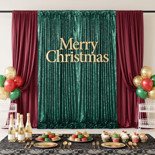 Image of Green Sequin Backdrop Curtains,6 Panels 2FTx8FT Curtain Backdrop for Party | Sequin Fabric Glitter Party Backdrop Shimmer Party Decorations for Christmas Wedding Birthday Anniversary Photo Booth Decor