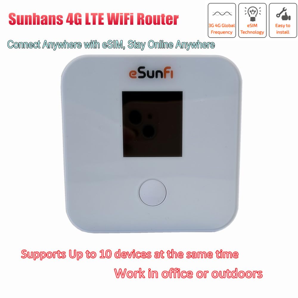 SHFiEL40 Router WiFi mobile Sunhans Pocket Mini Hotspot WiFi 4G LTE, nessuna scheda SIM necessaria, supporta oltre 200 paesi, 10 dispositivi connessi, progettato per viaggi/affari globali