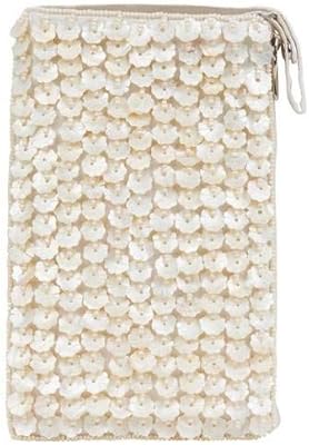 Bamboo Trading Company SHB472 Capiz Flower Club Bag, 7-inch Height, White