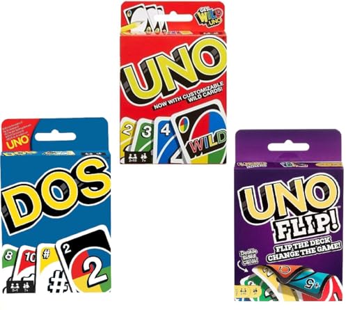 Mattel Uno, Flip and Dos 3er Pack Combo Kartenspiel