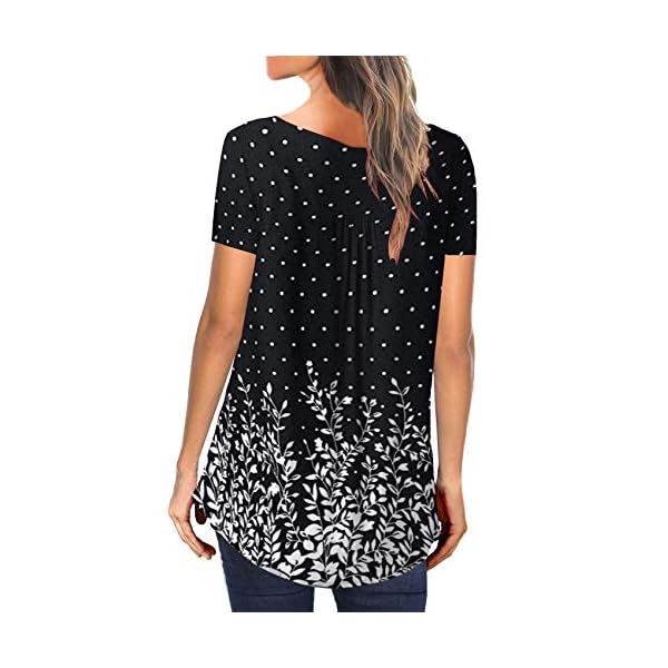 Womens Tops Casual Button Down Shirts Black Short Sleeve Summer Blouse Loose Fitting Floral XL