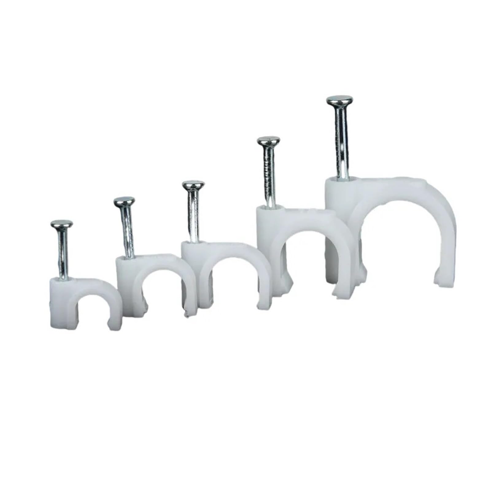 Qcplmkojn White Cable Nail Clips, Plastic Cable Nail Clips 4-12Mm 100Pcs(10Mm)