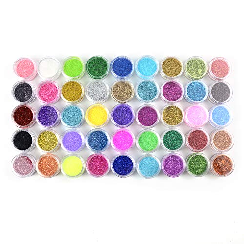 MEILINDS 45 Colori Set di polvere glitter per unghie Polveri glitter per unghie nail art