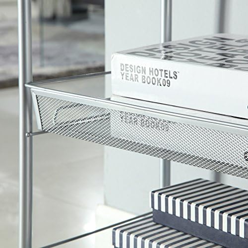 BNSPLY Rolling Storage Cart with Honeycomb Mesh Basket, Metal Utility Wheels, Slide Out Organizer for Home, Kitchen, Bathroom, Living Room (Silver), 5-Tier 44L x 26W x 104H (SC-78183712)