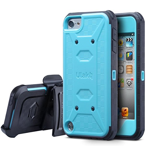 ULAK iPod Touch 6th Generation case with Screen Protector, Belt Clip Holster Kickstand Shockproof Fullbody Protective Case Bumper Hard Cover for Apple iPod Touch 5/6th/ 7th Generation, Blue