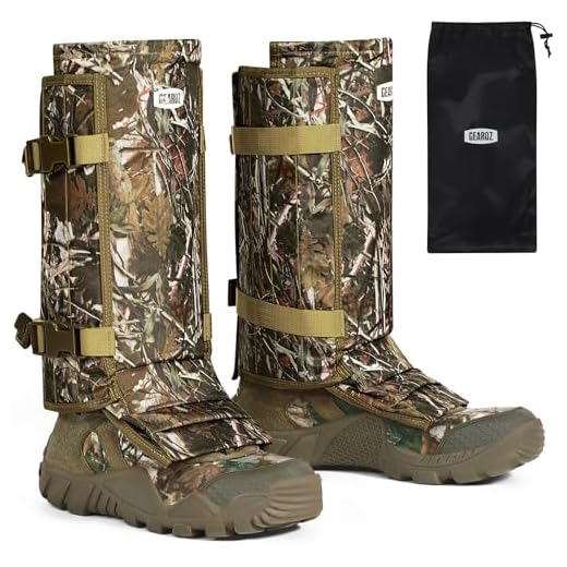 GearOZ Snake Gaiters Snake Guards, Waterproof Snake Chaps Snake Bite Protection for Lower Legs, Snake Proof Gaiters Fit for Men & Women, Adjustable Size for Hunting Hiking and Farm Working (Camo)
