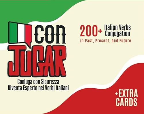 Spanish Italian French Verb Flashcards for Beginners & Intermediate Learners – 200+ Present, Past & Future Tense Conjugations | Includes Digital Workbook with 500+ Practice Sentences (Italian)