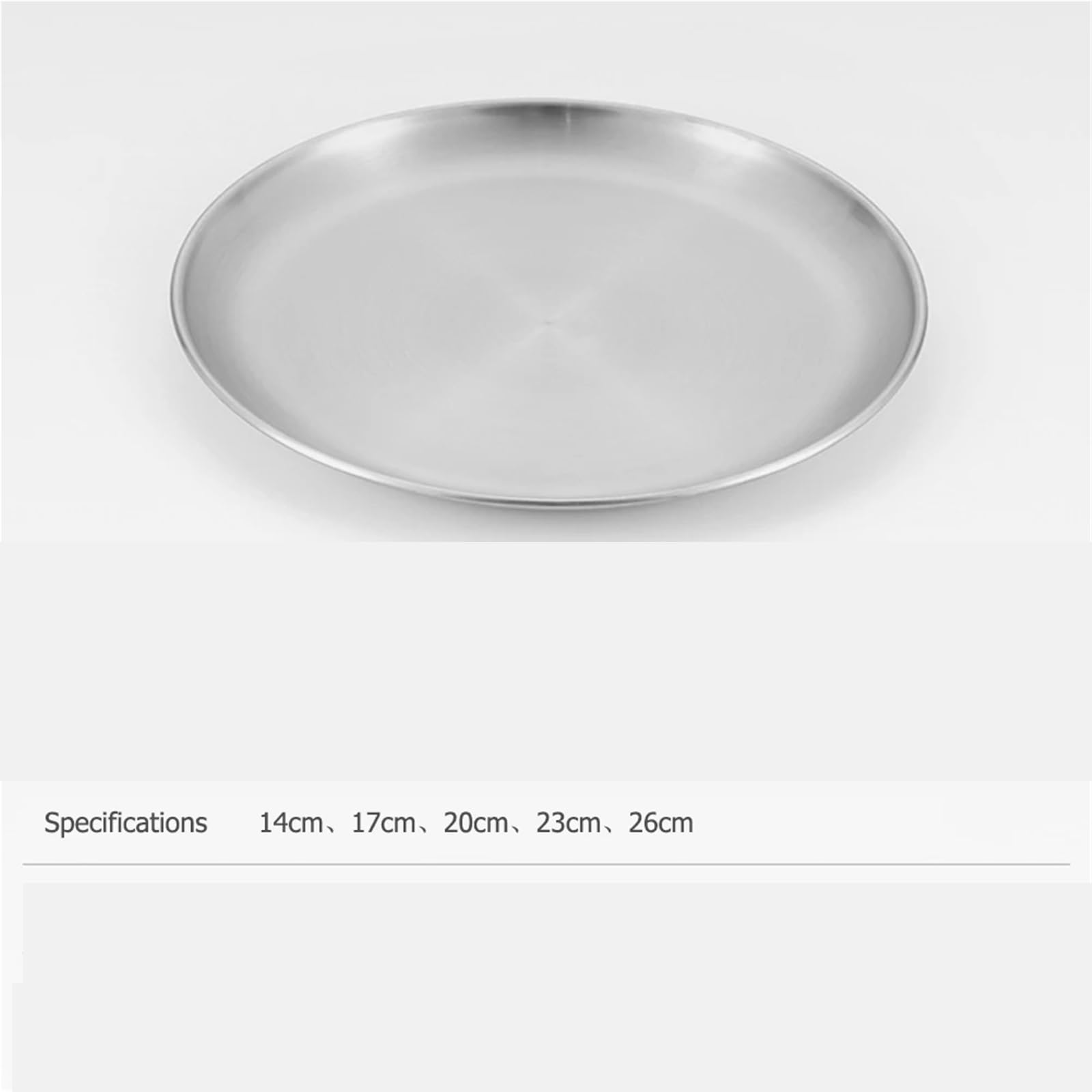 Bandeja de Servicio de Acero Inoxidable Platos de Acero Inoxidable, vajilla Metal Reutilizable, Platos Redondos for Acampar al Aire Libre, Senderismo y Picnic(Diameter 26cm)