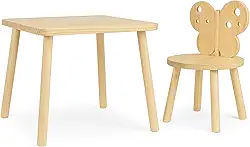 Mesa com 1 cadeira modelo borboleta em pinus.