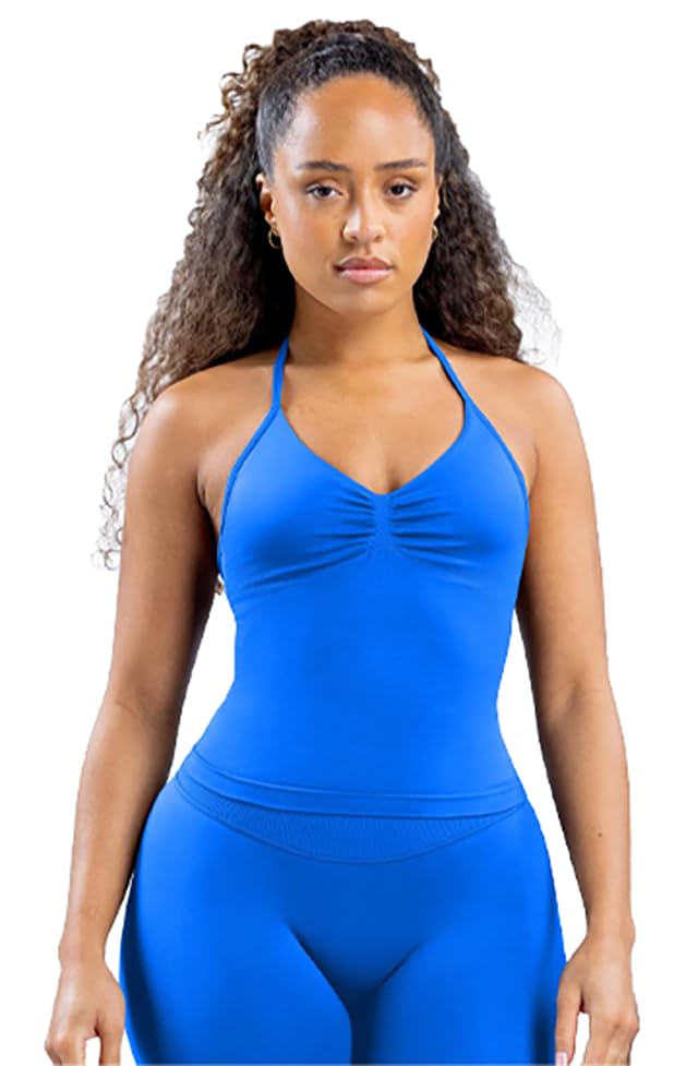 TRYTO Impact Longline Strappy Top Women Impact Longline Halter Tops Workout Longline Tank Top Compression Gym Fitness