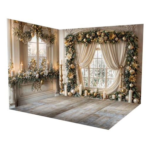 Toiles de fond de Noël grand format et décor plancher en bois pour photographe