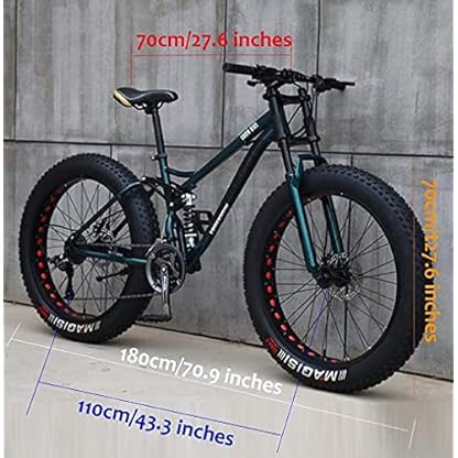 ZAANU Mountainbikes, 26-Zoll-Fat-Reifen-Hardtail-Mountainbike, Doppelfederrahmen und Federgabel, All-Terrain-Mountainbike, Cyan, 5 Räder – 21SPD (weiße Speichen 21SPD) – Bild 3