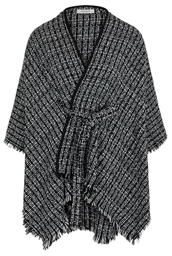 Poncho Morgan 242-5belt1 negro de talla única para mujer